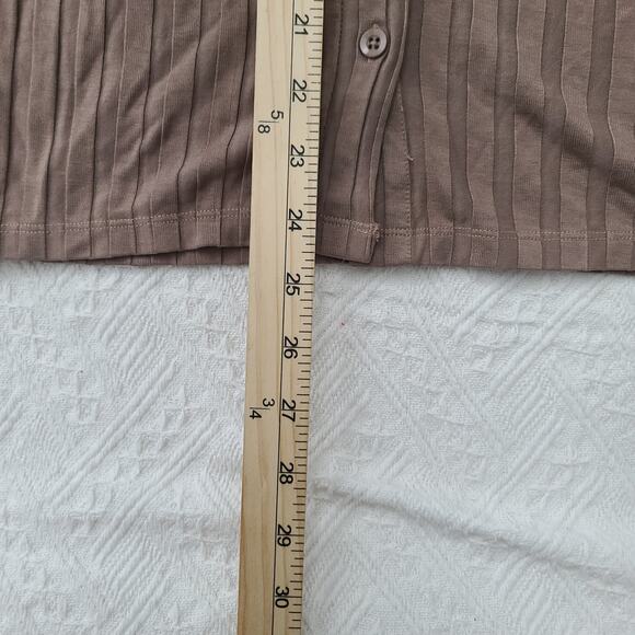 Bobi Los Angelos rib knit button up shirt size small Brown business casual - Picture 7 of 9